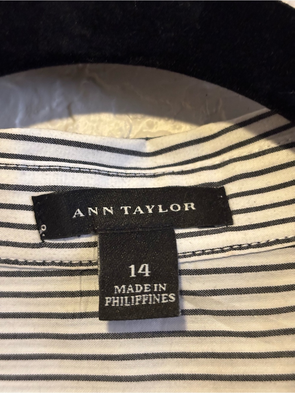 Ann Taylor Black and White Striped Blouse